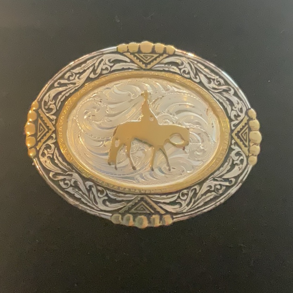 Gold and Silver Western Horse Brooch